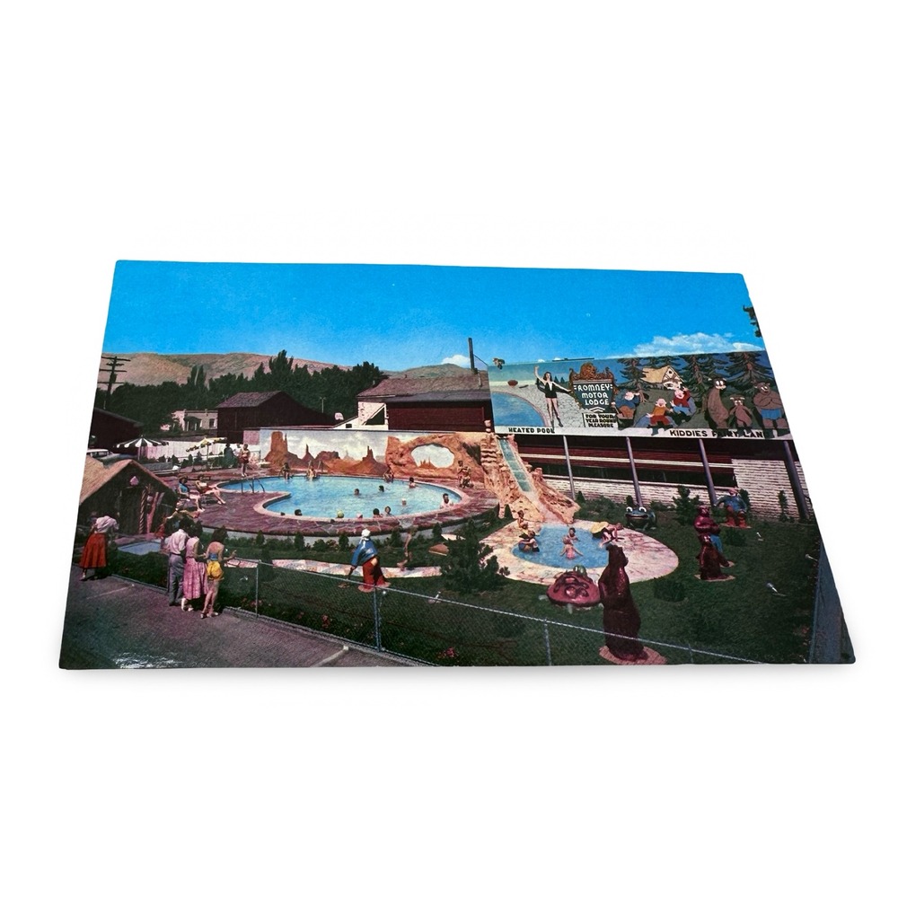 Romney Motor Lodge Salt Lake City Utah Swimming Pool Fairyland Unused Postcard